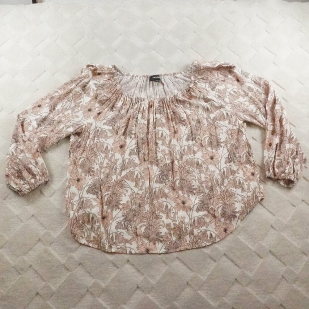 Karen Kane Floral Blouse Womens 3X Long Sleeve